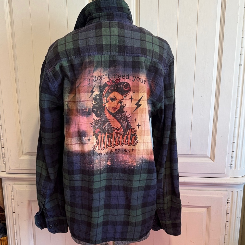 Plaid Women's Jacket with Graphic Back